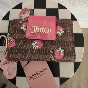NWT Juicy Couture Berry Sweet Tab Card Wallet with Strawberry Design